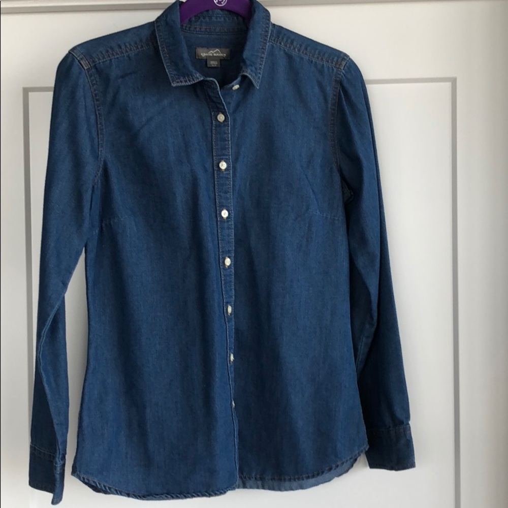 Great long sleeve button up shirt, denim color